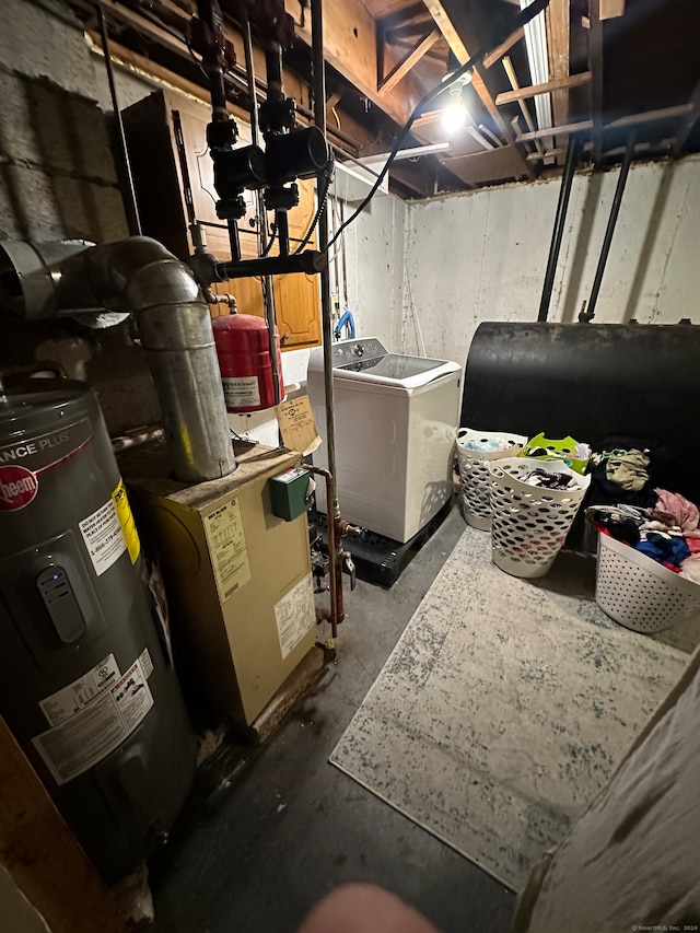 utilities with water heater and washer / clothes dryer