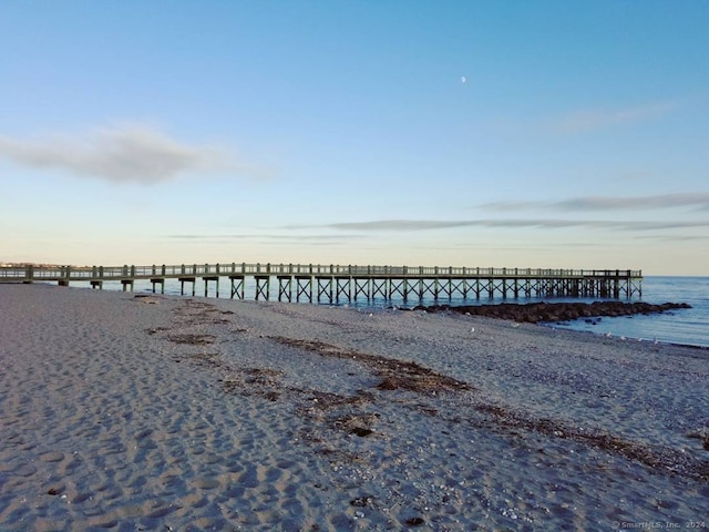 exterior space featuring a beach view