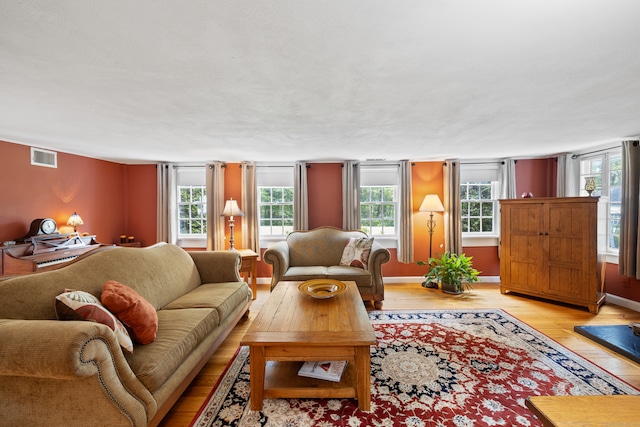 living room featuring light wood-type flooring