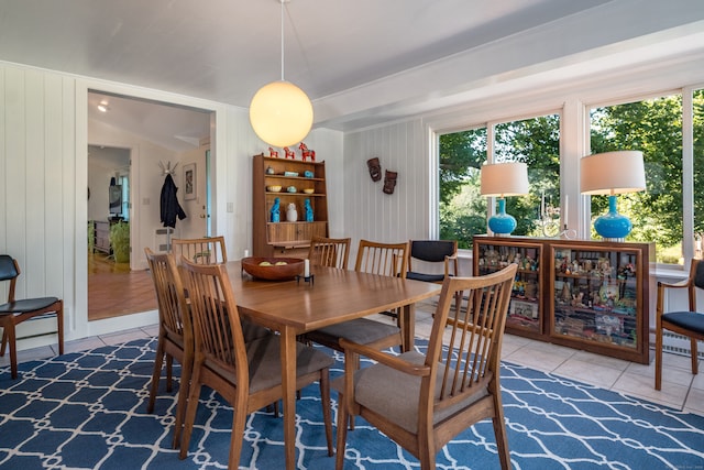 view of tiled dining space