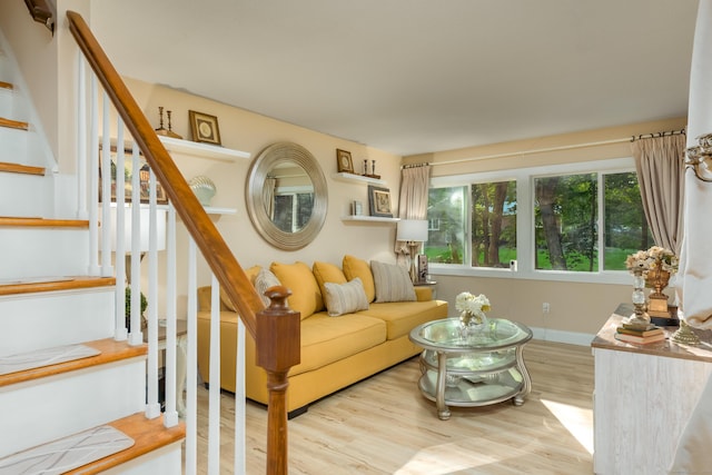 living room with light wood-type flooring