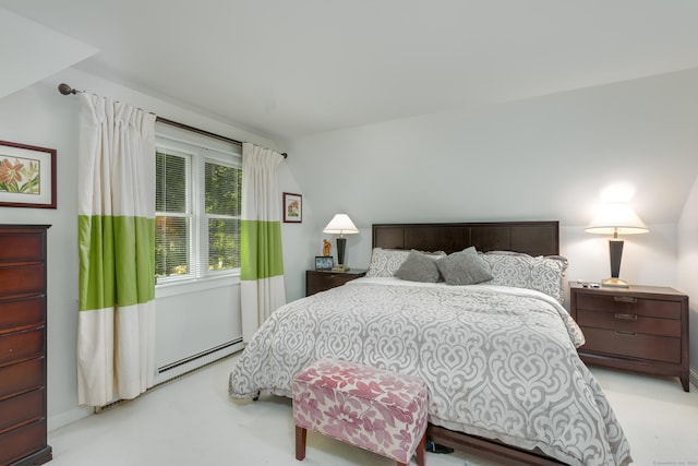 bedroom featuring a baseboard radiator