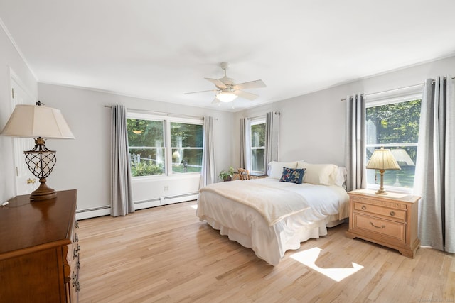 14 Stilson Ln, New Milford, CT 06776 - bedroom with light wood-style floors, ceiling fan, and a baseboard radiator