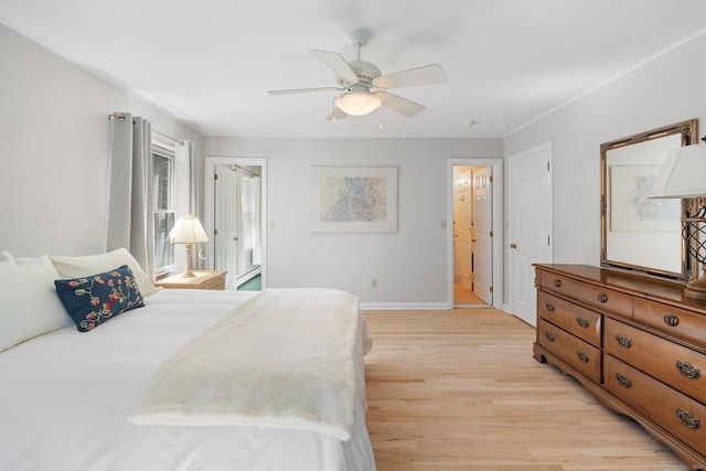 14 Stilson Ln, New Milford, CT 06776 - bedroom with light wood-type flooring, baseboards, a ceiling fan, and ensuite bath
