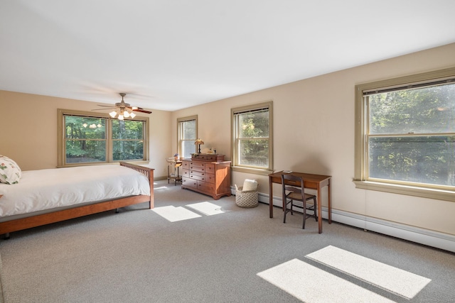 14 Stilson Ln, New Milford, CT 06776 - carpeted bedroom with baseboard heating, a ceiling fan, multiple windows, and baseboards