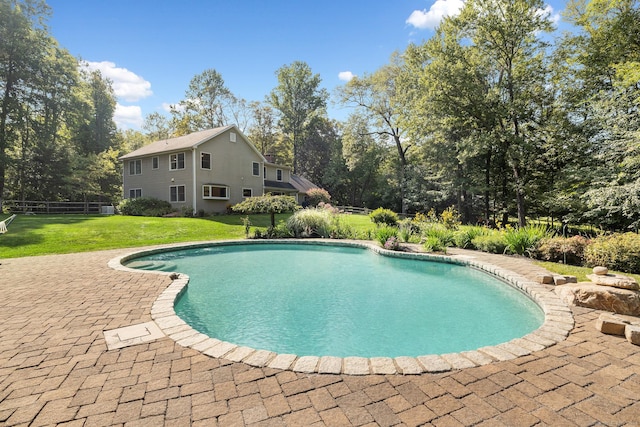 14 Stilson Ln, New Milford, CT 06776 - outdoor pool featuring a patio area, fence, and a lawn