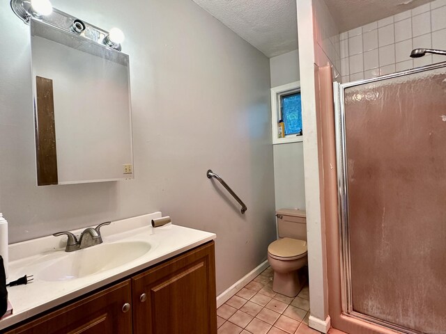 68 Todd St, Hamden, CT 06518 - full bath with vanity, tile patterned flooring, a textured ceiling, and a stall shower