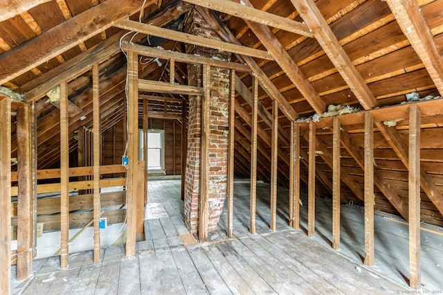 view of unfinished attic