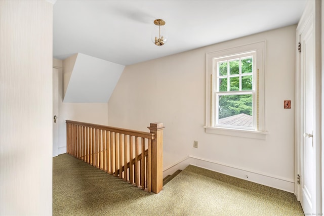 additional living space with carpet and vaulted ceiling