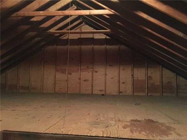 view of unfinished attic