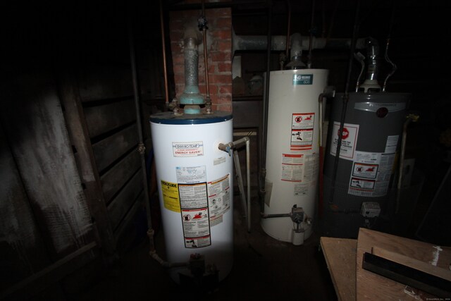 utility room with gas water heater