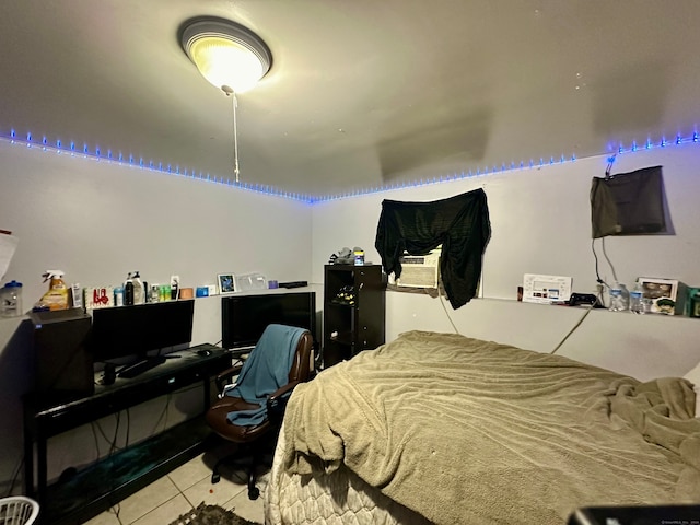 tiled bedroom with cooling unit