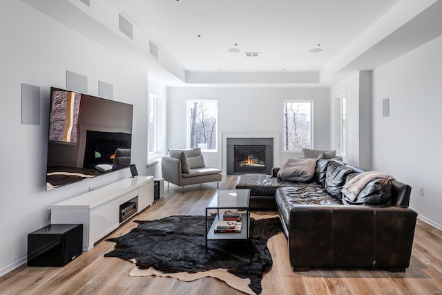 living room featuring light hardwood / wood-style flooring