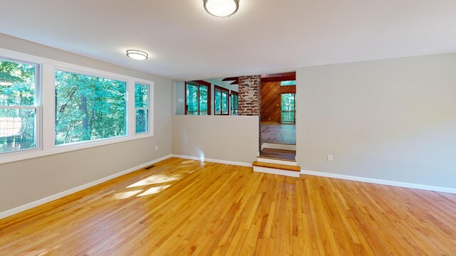 spare room featuring hardwood / wood-style floors and a wealth of natural light