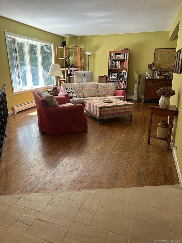 110 William St, Norwalk, CT 06851 - living area with hardwood / wood-style flooring and a baseboard radiator