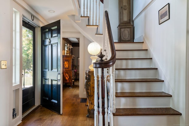 44 S St, Roxbury, CT 06783 - foyer entrance featuring wood finished floors and stairway