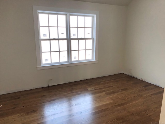 spare room featuring dark wood-type flooring