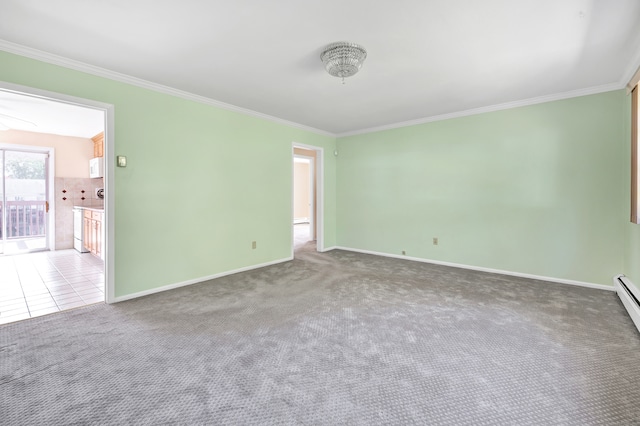 carpeted empty room with crown molding