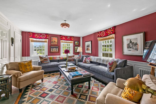 living room featuring a wealth of natural light