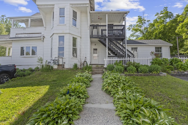 85 Aetna St Apt 12, Naugatuck, CT 06770 - view of front of house with stairs and a wooden deck