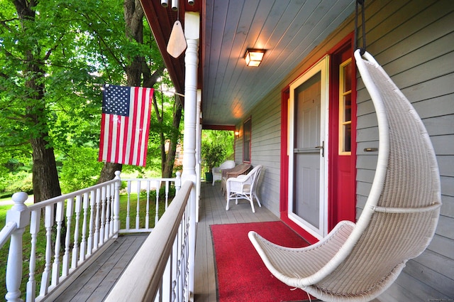 wooden deck with covered porch