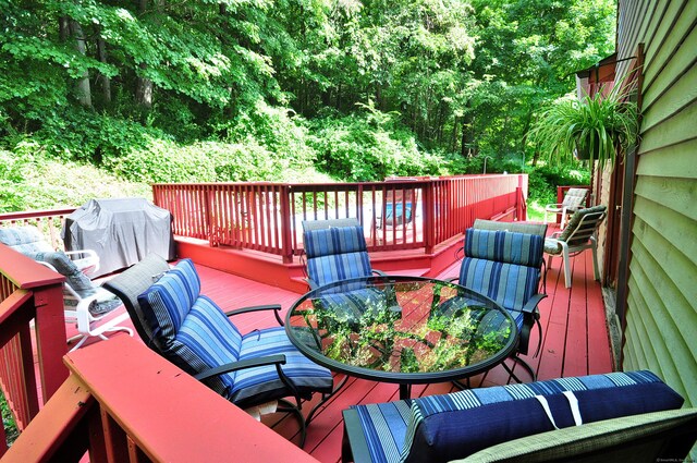 deck featuring grilling area