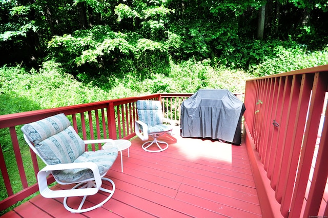 deck featuring area for grilling