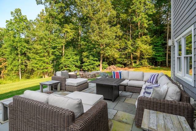 view of patio / terrace with an outdoor living space