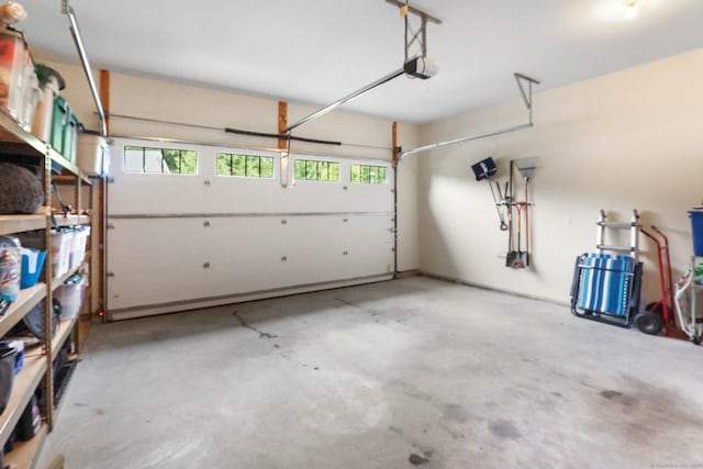 garage with a garage door opener