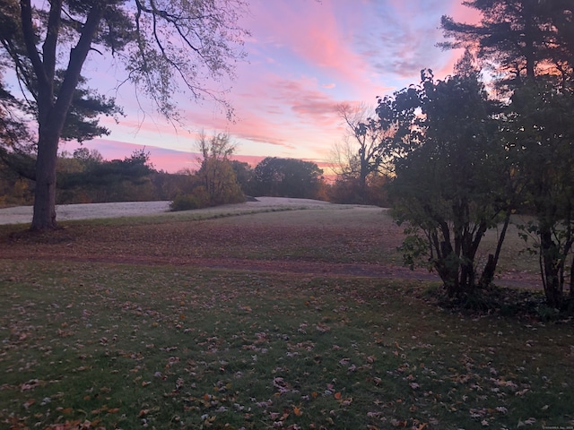 view of yard at dusk