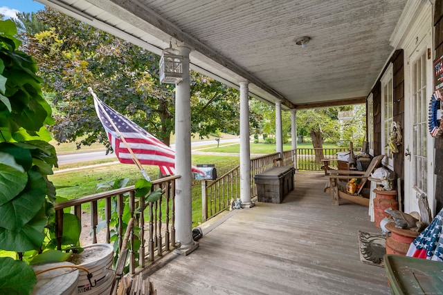 deck with covered porch