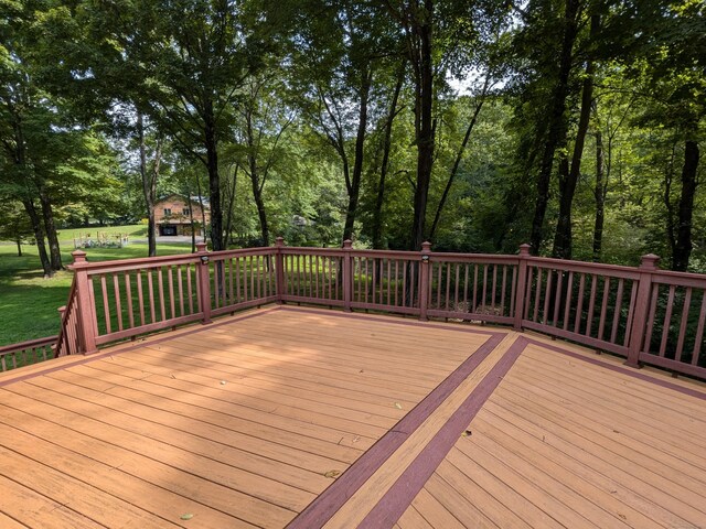 deck with a lawn