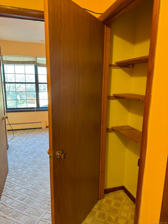 closet with baseboard heating