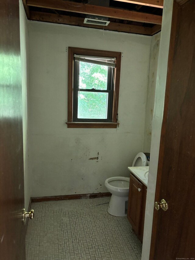 bathroom with vanity and toilet