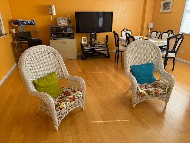 living area featuring light wood-type flooring