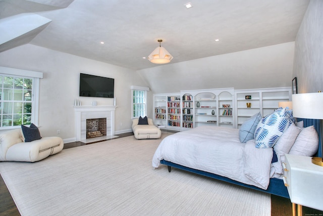 bedroom featuring vaulted ceiling