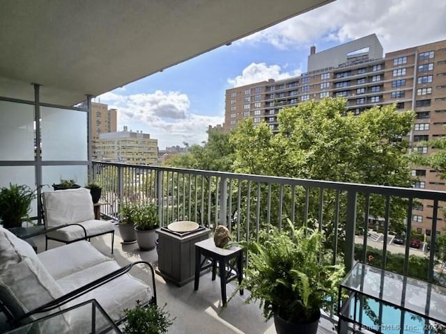 balcony with a city view