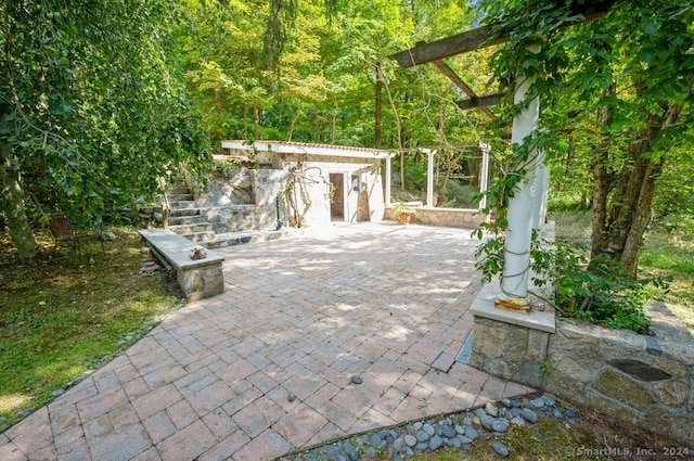 view of patio with a pergola