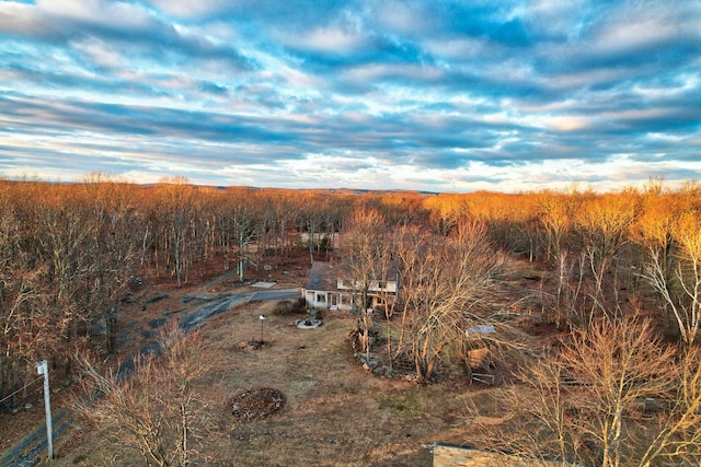 birds eye view of property featuring a rural view