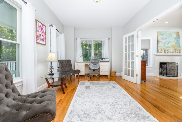 sitting room featuring light hardwood / wood-style floors