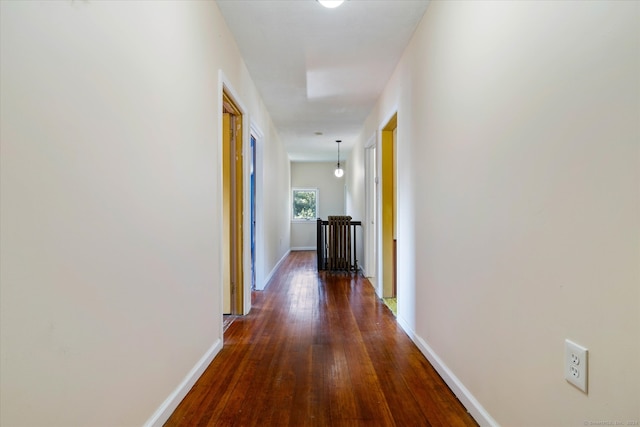 corridor featuring dark hardwood / wood-style floors