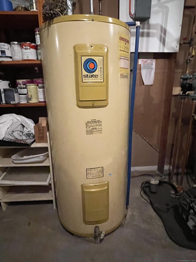 utility room with water heater