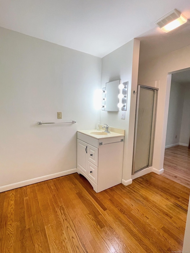 25 Old Middle Rd, Brookfield, CT 06804 - full bath with vanity, a shower stall, wood finished floors, and baseboards