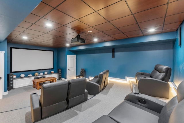 162 Balfour Dr, West Hartford, CT 06117 - cinema featuring carpet, a drop ceiling, baseboards, and recessed lighting