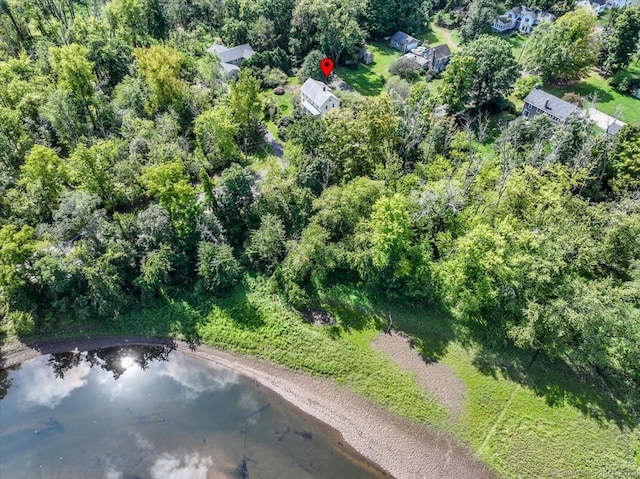 bird's eye view featuring a water view