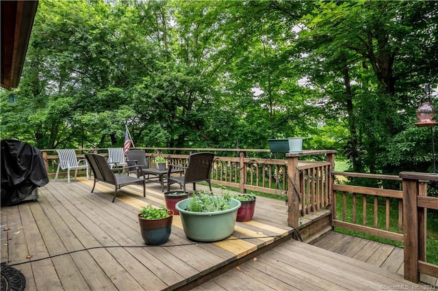 deck featuring grilling area