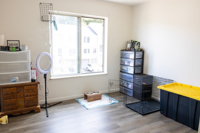 misc room with light hardwood / wood-style floors