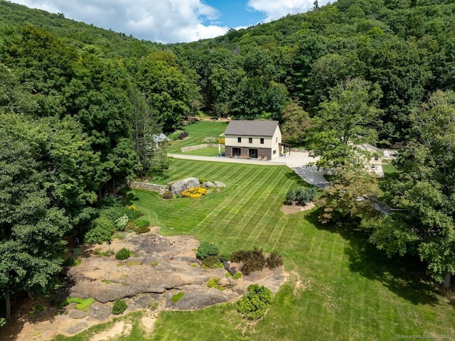 birds eye view of property featuring a rural view