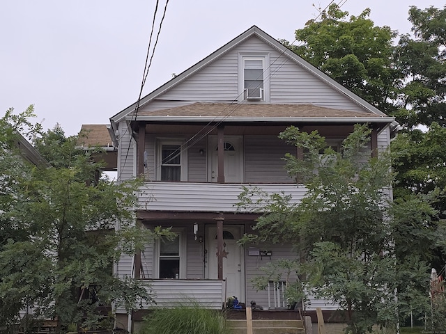 218 Oak Ave, Torrington, CT 06790 - view of front of property featuring a porch, a shingled roof, and a balcony