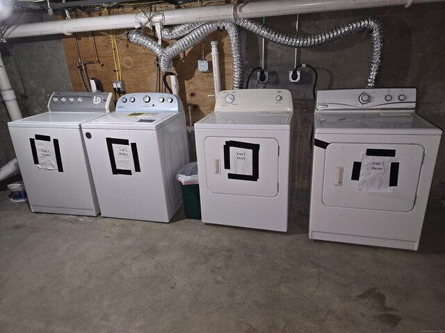 218 Oak Ave, Torrington, CT 06790 - clothes washing area featuring washing machine and clothes dryer and laundry area